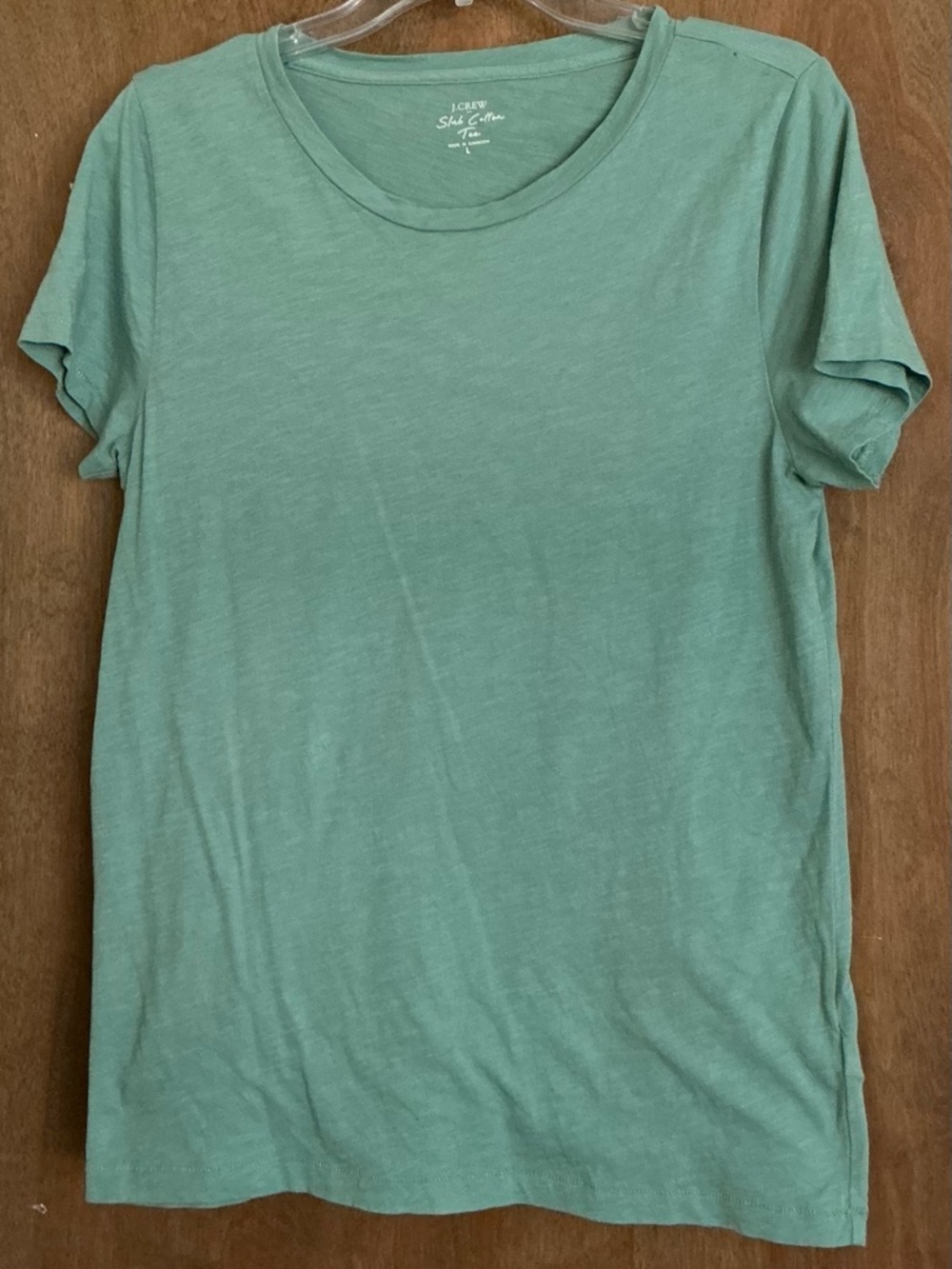 J.CREW WOMENS SLUB TEE 100% COTTON CREW NECK GREEN SIZE L